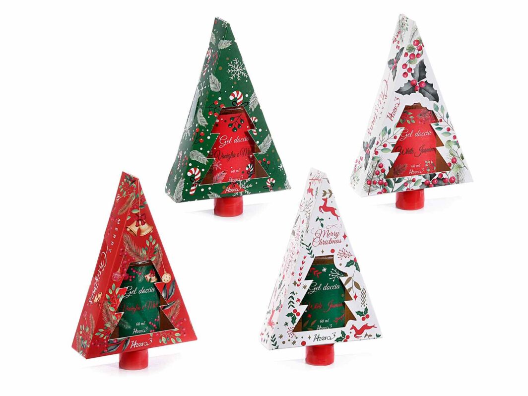 Gel doccia natalizio con glitter in scatola regalo ad albero design 14zero3 Natale italiano