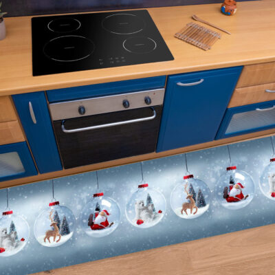 Passatoia Cucina Antiscivolo Stampa Digitale Dis. Palline Natale