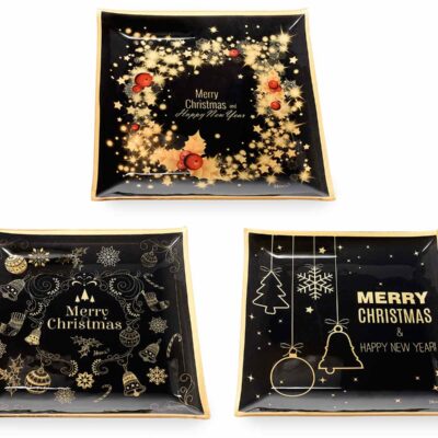 PIATTO QUADRATO IN VETRO "ELEGANT CHRISTMAS"