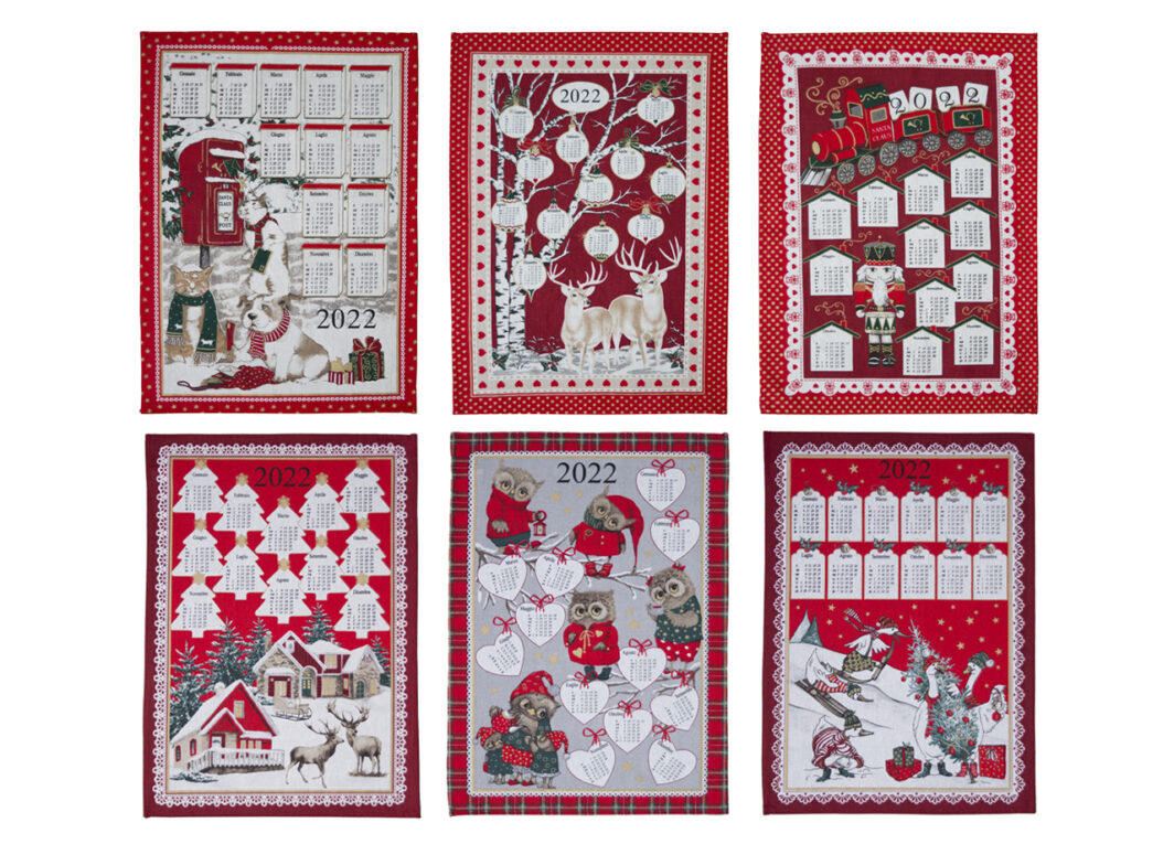 Strofinaccio da cucina natalizio con calendario In 6 disegni assortiti ideali come piccolo pensiero natalizio. In 100% cotone stampato rigorosamente Made in Italy
MIS. 45X70 CM.