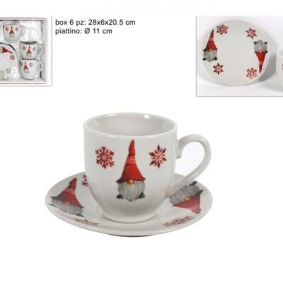 TAZZINA C/PIATTINI SET 6PZ GNOMO DI NATALE