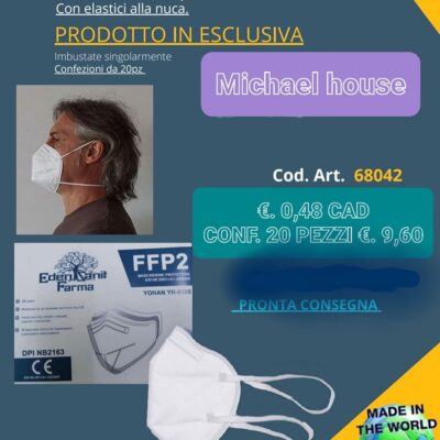 MASCHERINA FFP2 EDEN (NUCA) BIANCA CF. 20 PZ.
CE 2163
