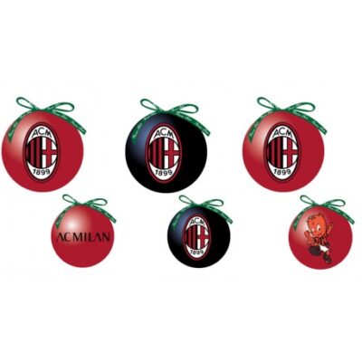 Set 3 palline natalizie con finitura lucida AC Milan