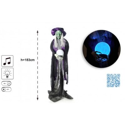 Strega con sfera magica effetto luminoso e sonoro H. cm. 183
