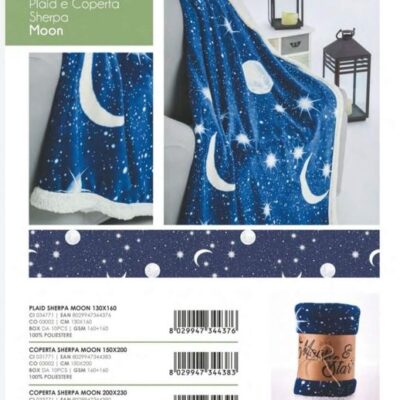 COPERTA PLAID IN PILE AGNELLATA SHERPA MOON