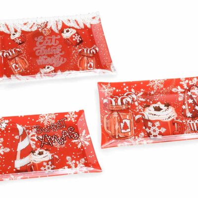 PIATTO RETTANGOLARE IN VETRO "A CUP OF CHRISTMAS"
Misure: cm 30 x 20 H
Assortimento: 3 fantasie