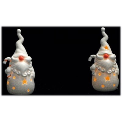 BABBO NATALE IN CERAMICA CON LED INTERNI MIS. 8X6X16 CM SOGGETTI ASSORTITI