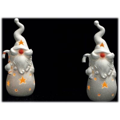 Babbo Natale in ceramica con led interni sfera Cm. 9x7x21 - Soggetti assortiti