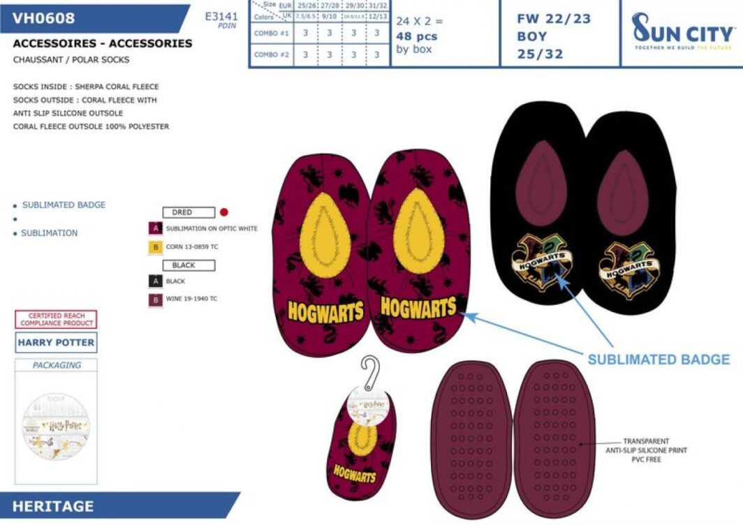 PANTOFOLE ANTISCICOLO BIMBO/A "HARRY POTTER"