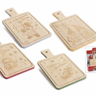 TAGLIERE IN LEGNO "GNOMI CANTORI"
Misure: cm 11 x 19 H
Assortimento: 4 fantasi