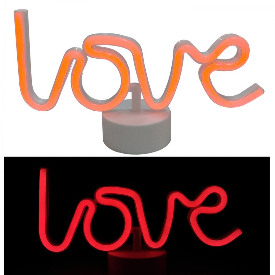 SCRITTA NEON LOVE DA TAVOLO 
"SAN VALENTINO"
MIS. 28x15x8,5cm