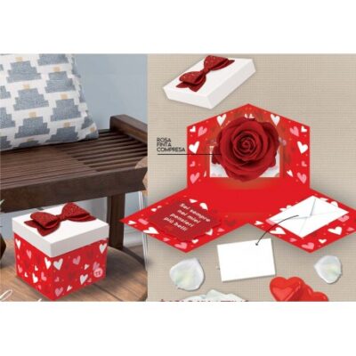 Scatola sorpresa Skatush Box Cm. 11x11x11 con fiocco glitter - Amore rossa "SAN VALENTINO"