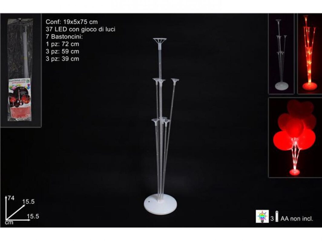 PIANTANA 37LED ROSSO 7 BASTONCINI PORTAPALLONCINI
"SAN VALENTINO"