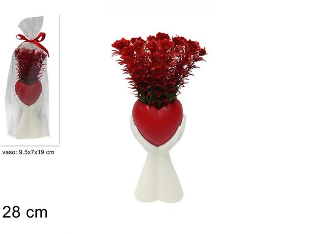 VASO MANI CON CUORE CON FIORI
"SAN VALENTINO""GIARDINO""ARREDO CASA"
H. 28 CM.