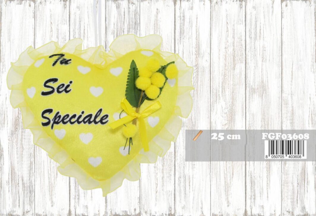 CUORE CON MIMOSA
h. 25 cm
"festadelladonna" "idea regalo" "Fiori artificiali"