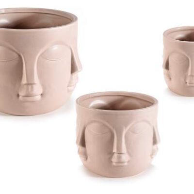 Set 3 vasi in ceramica color naturale con decoro volto
Misure: Grande: Ø 17,5 cm x 13 H
Medio: Ø 13,5 x 10 H - Piccolo: Ø 9,5 x 8 H
"ARREDO CASA" "GIARDINO" "VASO"