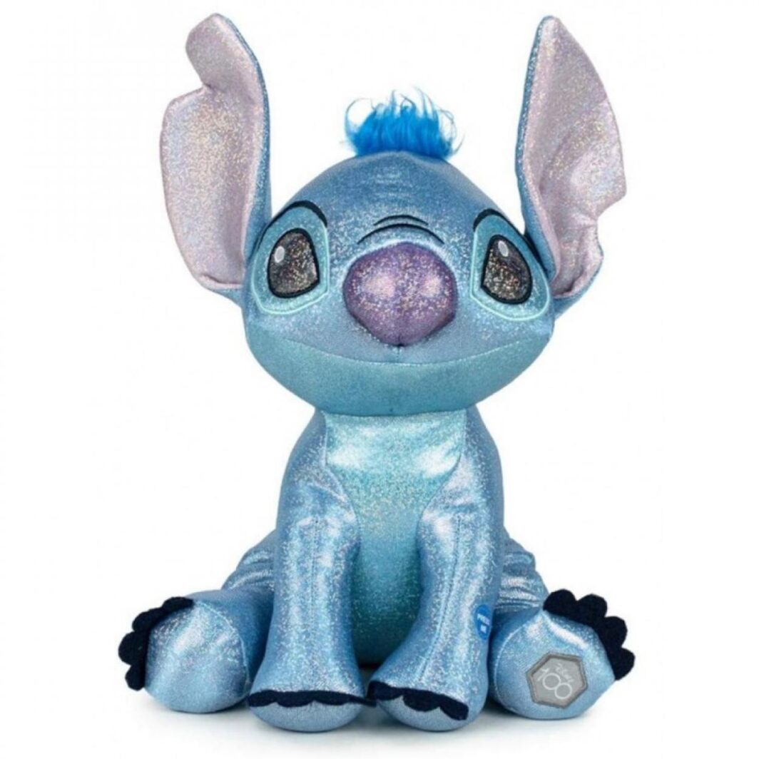 Peluche Stitch, Disney 100° anniversario, pupazzo cromato olografico, con suono, 30 cm