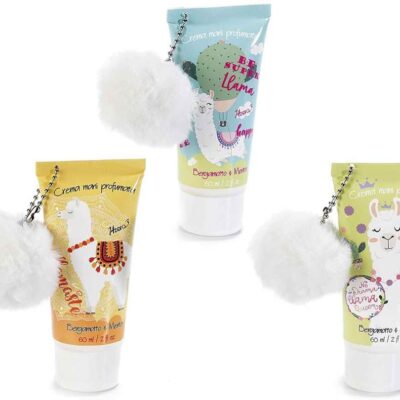 Crema per le mani profumata da 60 ml design 14zero3" Happy Lama" con pompon bianco