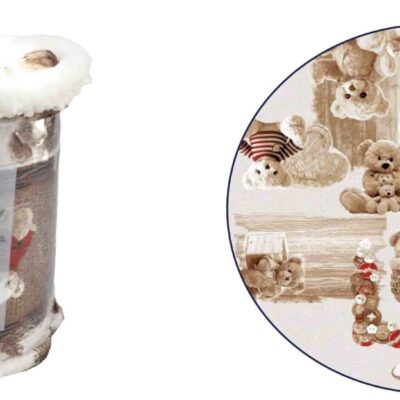Coperta Pile Plaid  "Kiruna bear" colore Beige