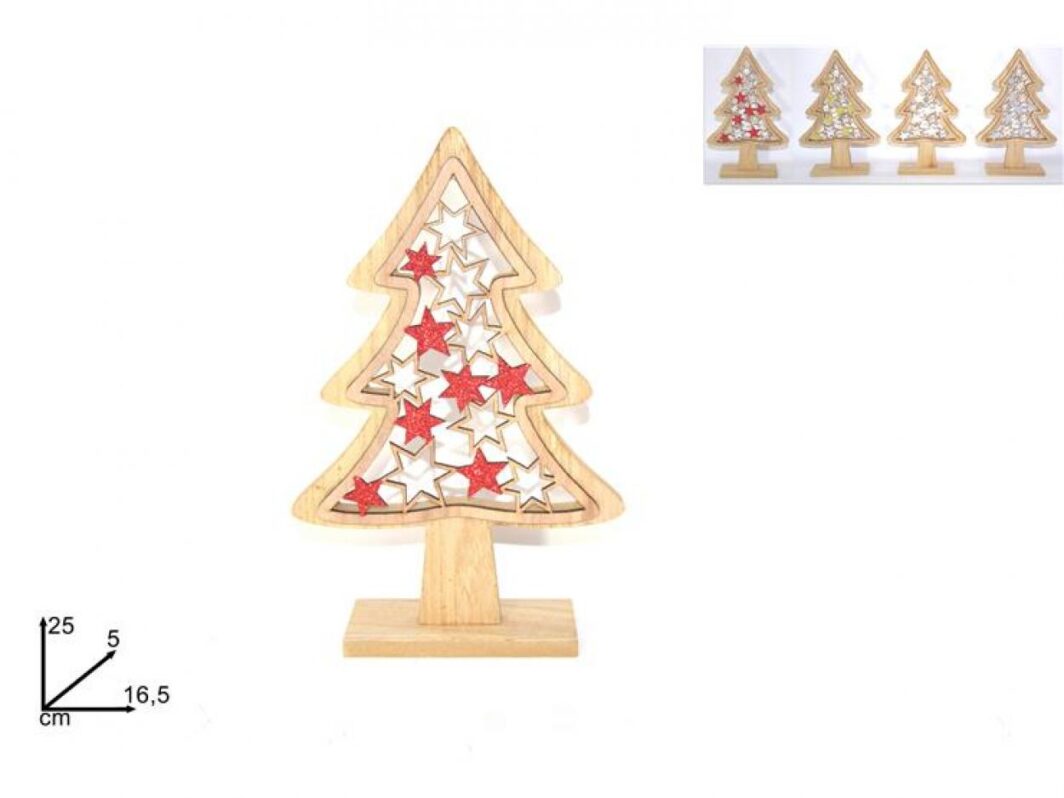 ALBERO LEGNO 25cm C/STELLE GLITTERATE
colori assortiti