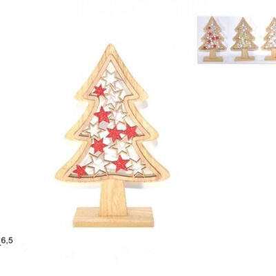 ALBERO LEGNO 25cm C/STELLE GLITTERATE
colori assortiti