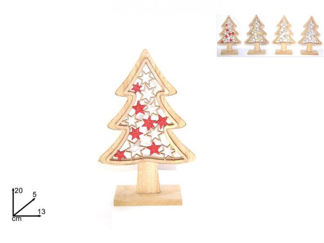 ALBERO LEGNO 20cm C/STELLE GLITTERATE
colori assortiti