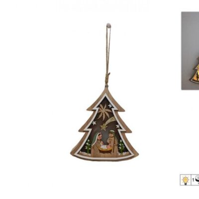 LAMPIONE LEGNO C/BABBO NATALE ROSSO h. 45