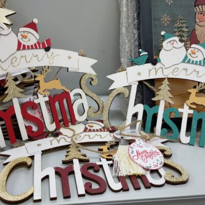 APPENDINO LEGNO "MERRY CHIRSTMAS" CM. 29
