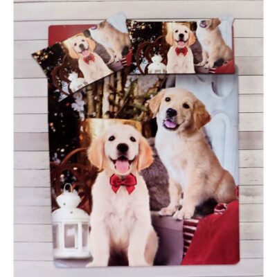 PARURE COPRIPIUMINO COTONE DIGITALE SOGNI D'ORO CANI 72 LOVELY HOME 1P