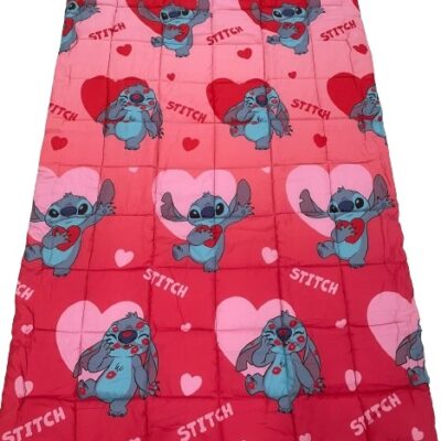 TRAPUNTA-PIUMONE INVERNALE per  LETTO SINGOLO ( 1 Piazza ) "STITCH" LOVE"