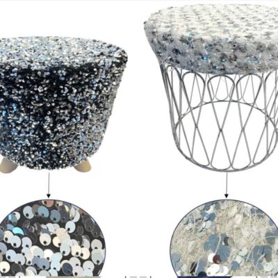 SET POUF "OLIVER" 
ARGENTO