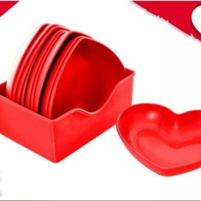 SET 10 PIATTI SVUOTA TASCHE IN PVC CUORE