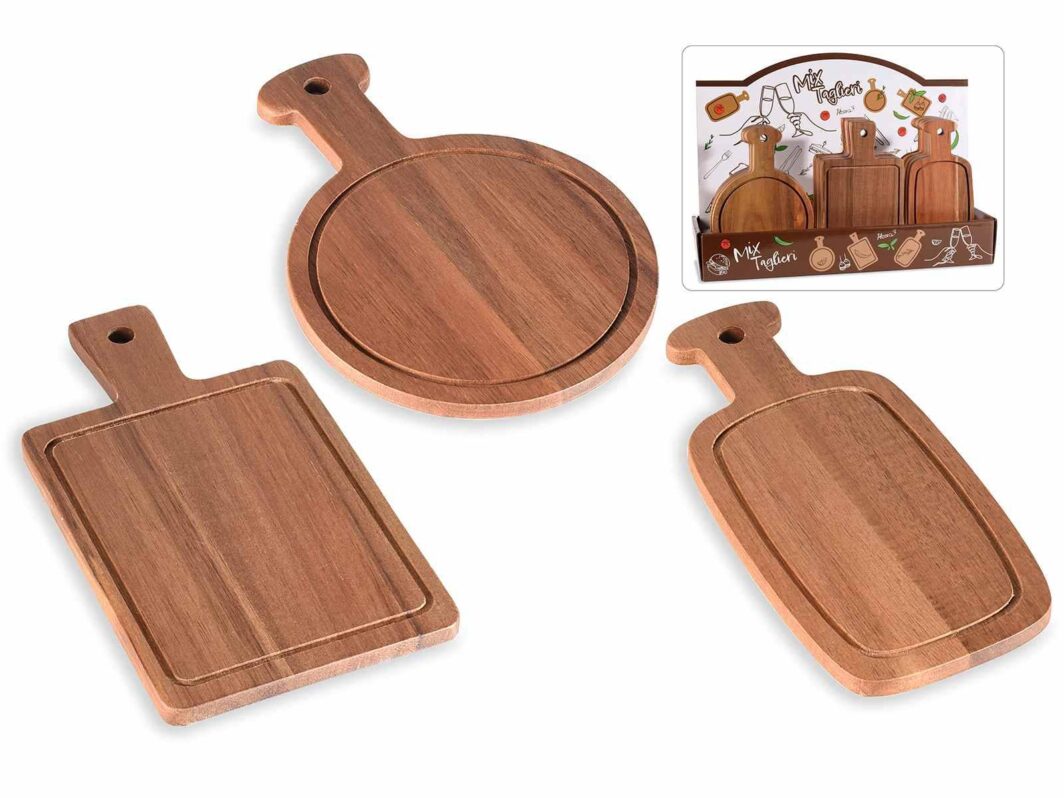 Tagliere/Vassoio in legno di acacia con manico