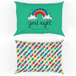 COPPIA FEDERE CUSCINO HAPPY D ARCOBALENO QUADRIFOGLIO