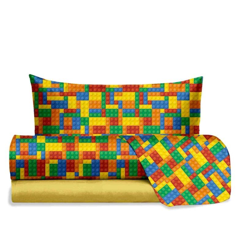 Completo Lenzuola 100% Cotone - Singolo 150x290 Cm - Colore Giallo Ocra - Sorrento Original