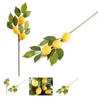 Ramo con 3 limoni artificiali con foglie