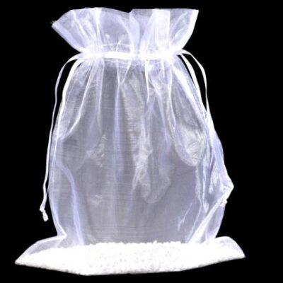 Sacchetto in organza bianco neve cm 23x30 con tirante