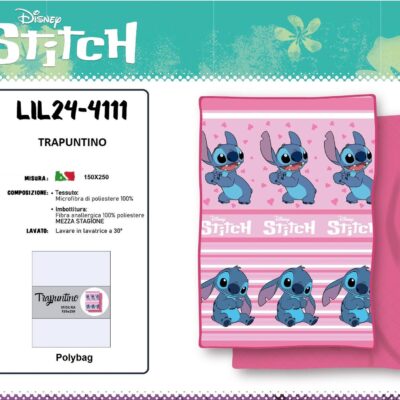 Trapuntino Copriletto "STITCH" 1P ROSA