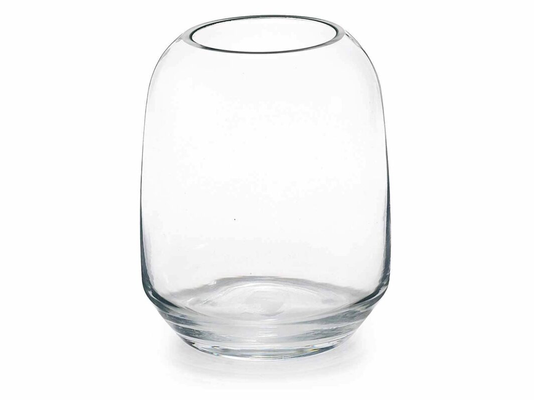 Vaso a boccia in vetro trasparente c/bordo al taglio vivo