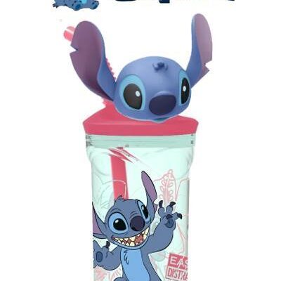 Bicchiere figurina 3D con canna riutilizzabile STITCH