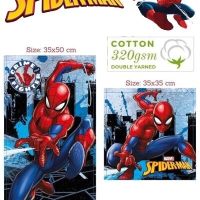 SET ASCIUGAMANI DISNEY MARVEL VISO OSPITE 1+1 SPUGNA IN COTONE 100% "SPIDERMAN"