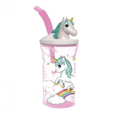 UNICORNO BICCHIERE CON CANNUCCIA 3D TRITAN