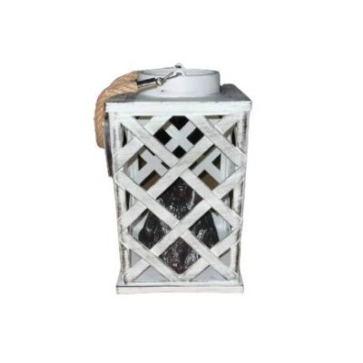 LANTERNA BIANCA IN PVC EFFETTO VULCANO A BATTERIA