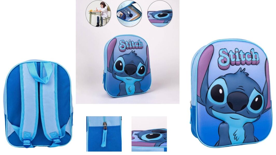 Zaino di Scuola di Stitch, Borsa Unisex Kids, Multicolore, Standard