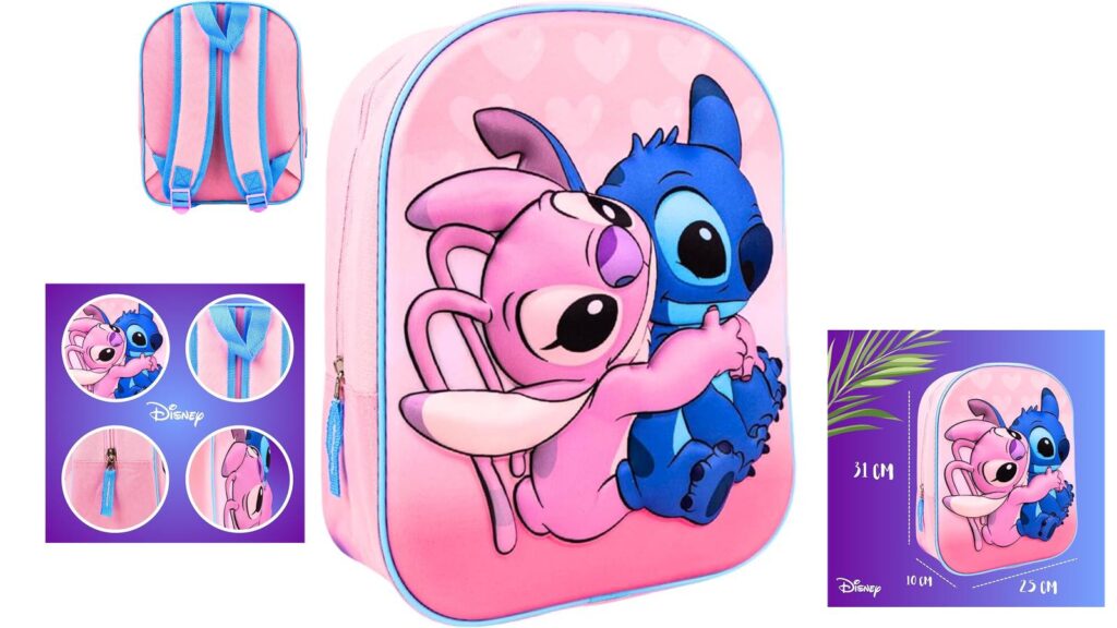 Zaino Lilo & Stitch Per Bambini – Bookbag Scuola E Viaggio In Nylon