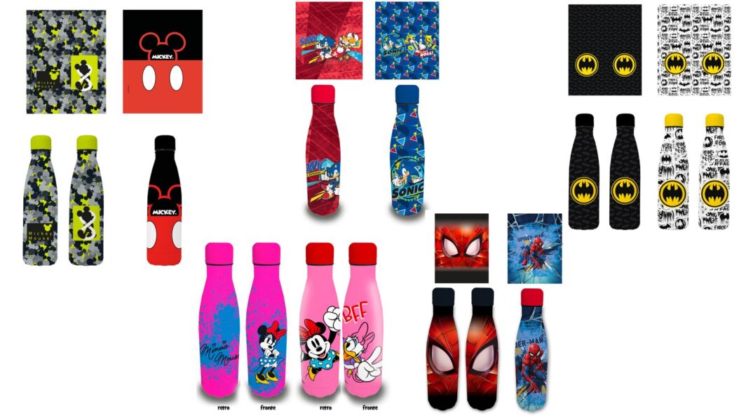 Bottiglia termica in acciao inossidabile,  Marvel,  Disney con tappo svitabile, borraccia per bambini ragazzi e adulti, 500 ml