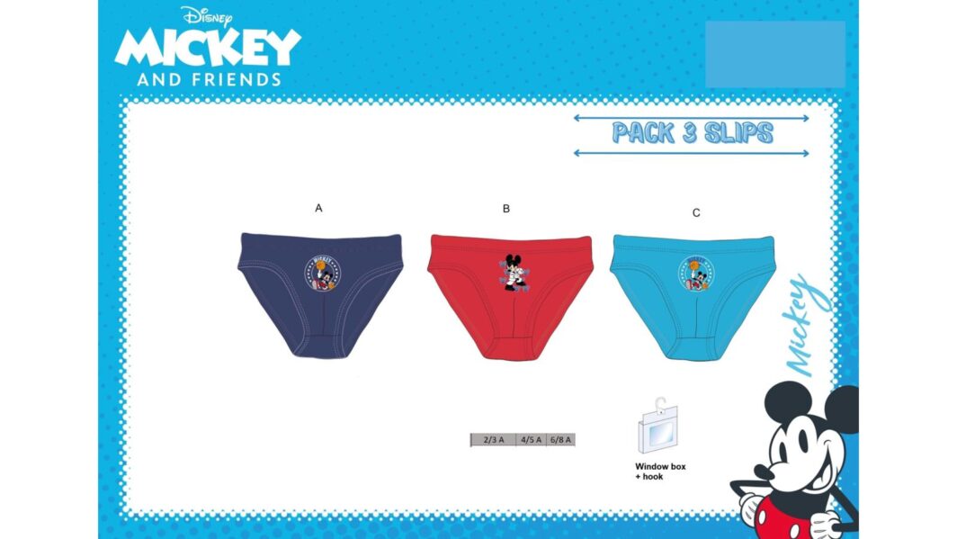 Tris Mutande Bambino "MICKEY MOUSE" Slip Intimo