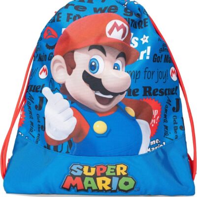 Super Mario - Sacca a Zaino, Coulisse, Scuola, Sport, 47cm