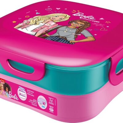 Maped Picnik Barbie - Contenitore per il pranzo con 2 scomparti modulari, di cui 1 scomparto impermeabile, facile da lavare in lavastoviglie, 1,4 l, licenza...