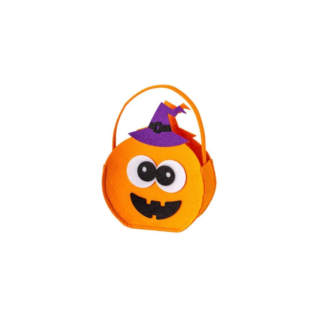 Borsetta zucca con cappello viola in feltro Cm. 15